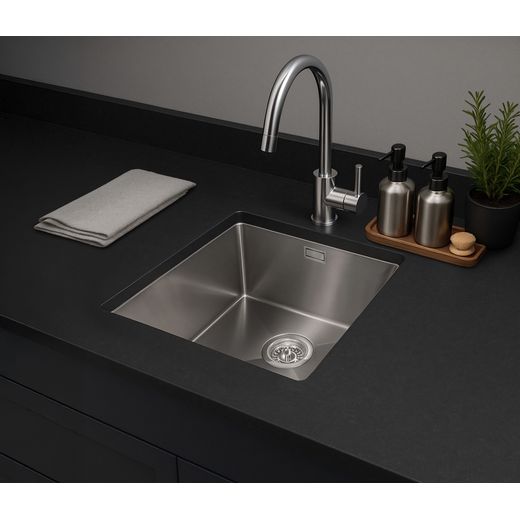 Harlyn 1.0 Inset Kitchen Sink - Stainless Steel - sink in kitchen shot